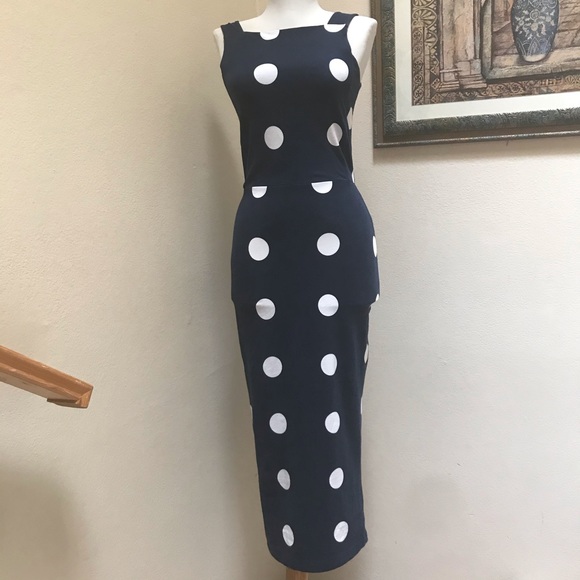 ASOS Polka Dot Midi Strap Back Bodycon Dress - Picture 4 of 16